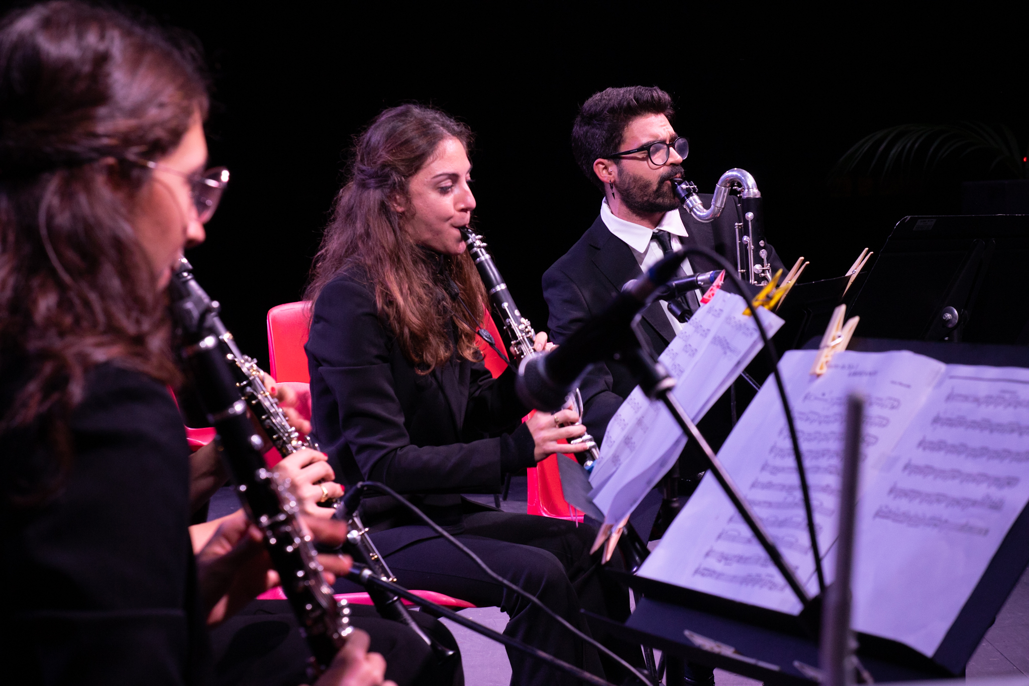 Allievi della classe di clarinetto del M° Fabio Battistelli – Valentina Carli, Gregorio Del Vecchio, Giorgia Gabrielli e Matilde Michielin. Foto: Davide Iadicicco