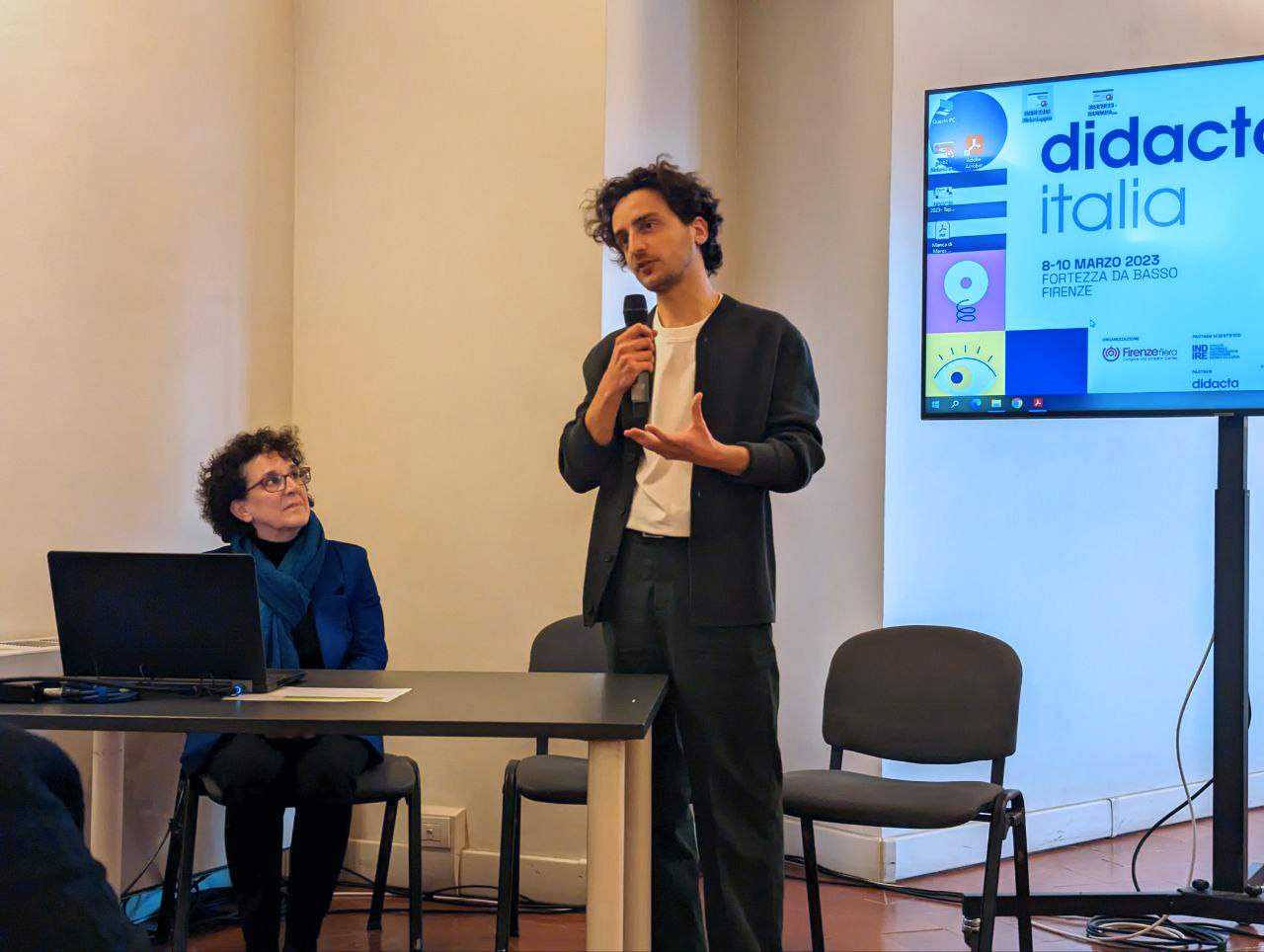 Didacta 2023. Da sinistra Ersilia Menesini, Università degli Studi di Firenze e Luca Landi, ISIA Firenze. 