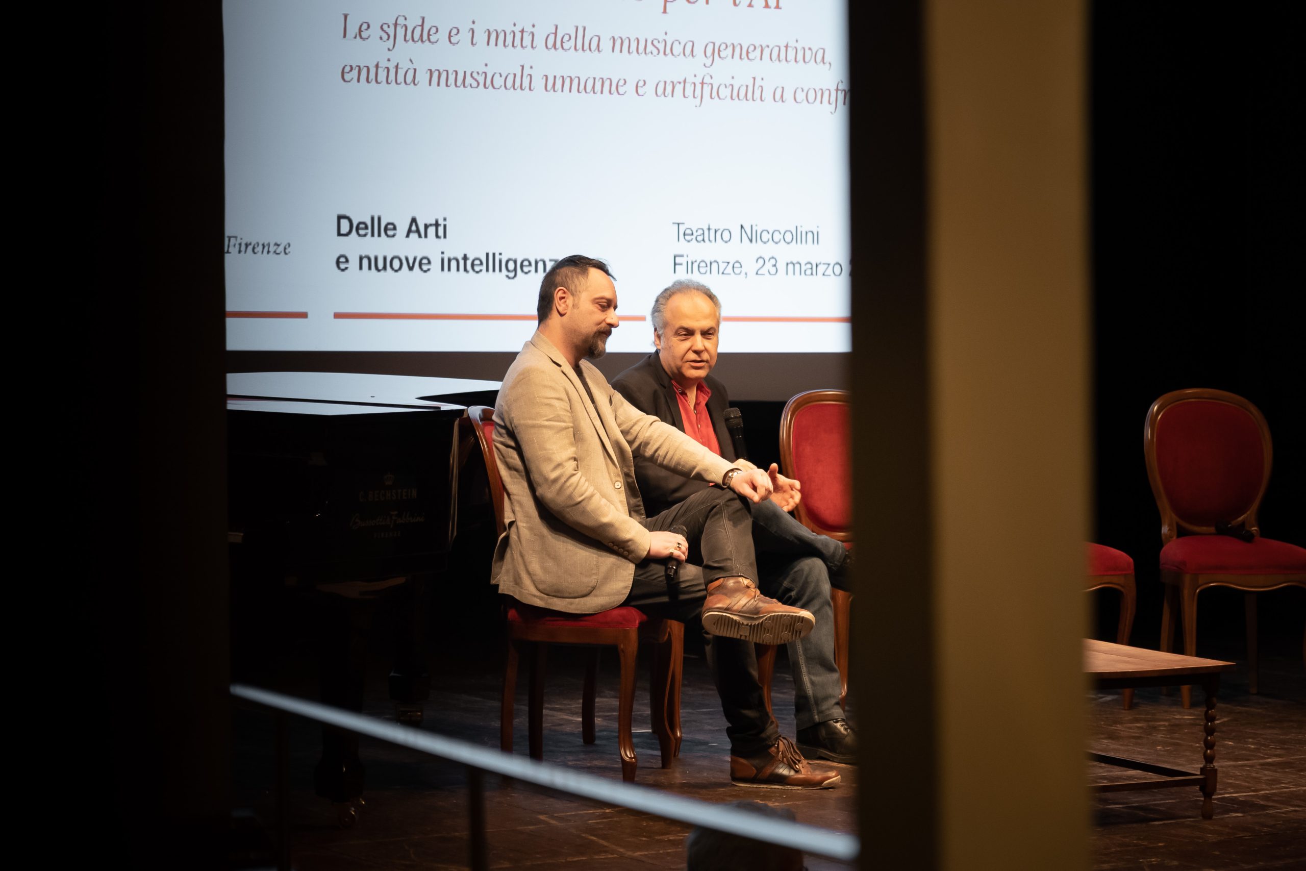 Il polistrumentista e compositore, maestro Igor Merlini e il docente del Conservatorio "Luigi Cherubini" di Firenze, prof. Giorgio Albiani - ph. credits: Stefan Heisu