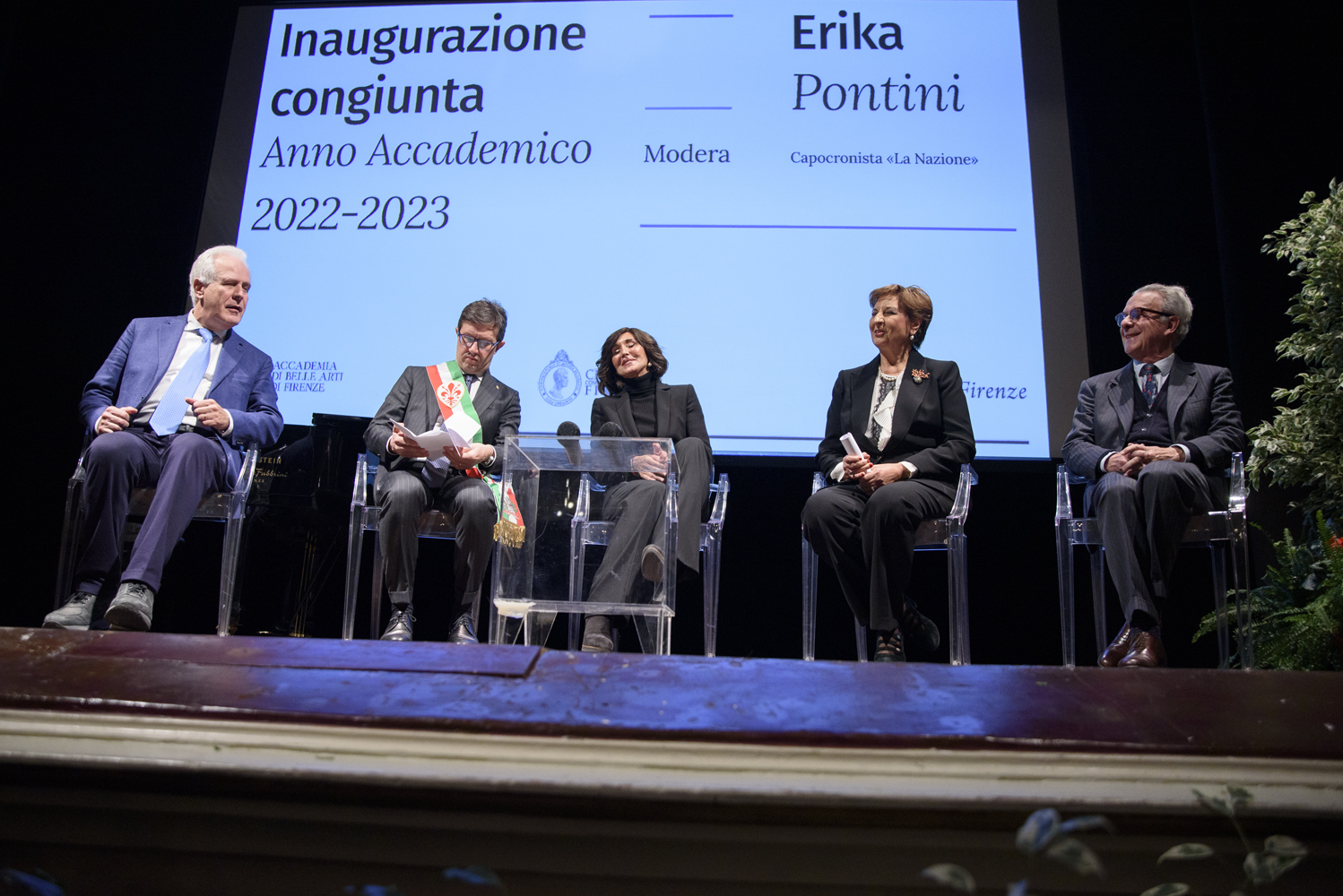 Da sinistra: Eugenio Giani, Dario Nardella, Anna Maria Bernini, Rosa Maria Di Giorgi, Carlo Sisi. Foto: Antonio Viscido