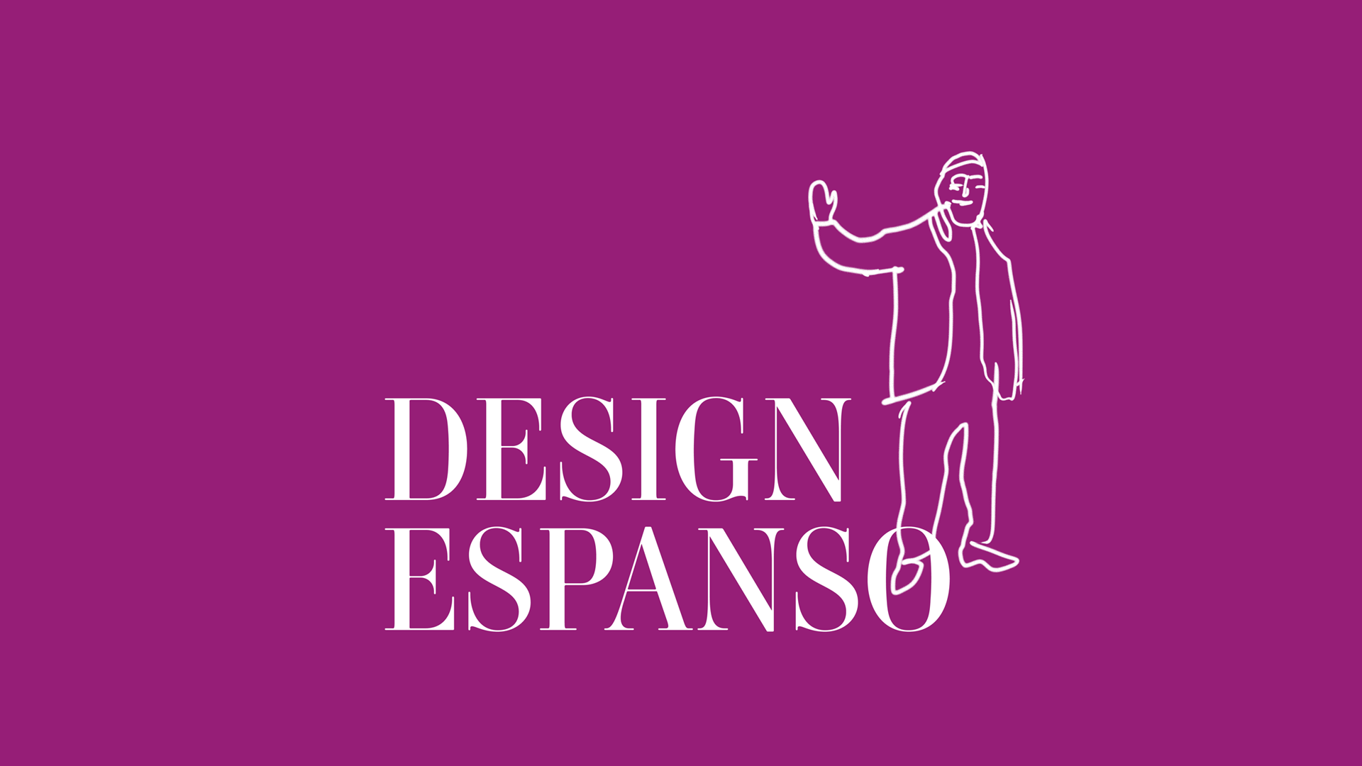 Scritte DESIGN ESPANSO su sfondo viola con disegno di persona stilizzata a destra.